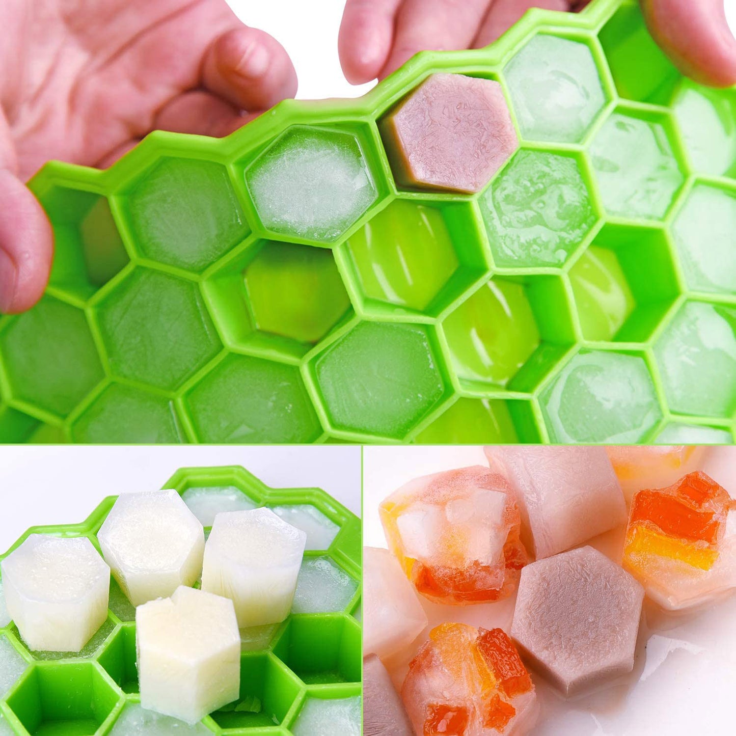 Honeycomb Ice Cube Trays with Removable Lids (Silica Gel BPA Free)