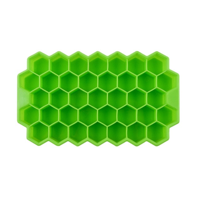 Honeycomb Design Ice Cube Tray w/Cover - Gray - Handy Gourmet